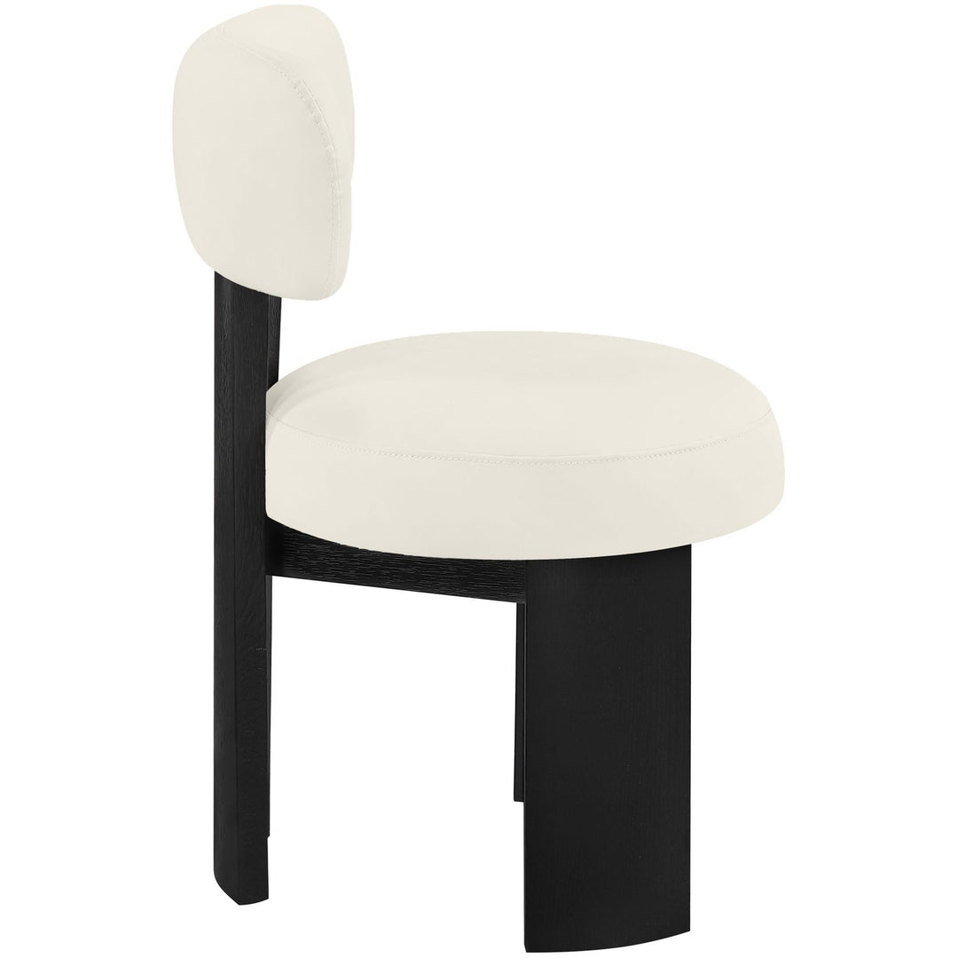 Atelier Vegan Leather Upholstered Dining Chair — Cream / Painted Black