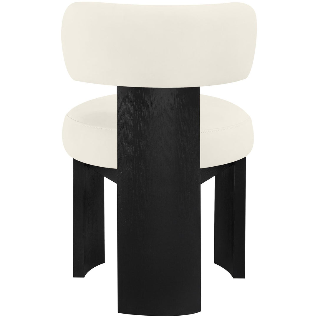 Atelier Vegan Leather Upholstered Dining Chair — Cream / Painted Black