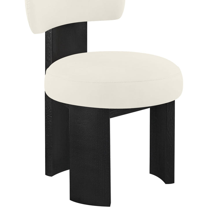 Atelier Vegan Leather Upholstered Dining Chair — Cream / Painted Black