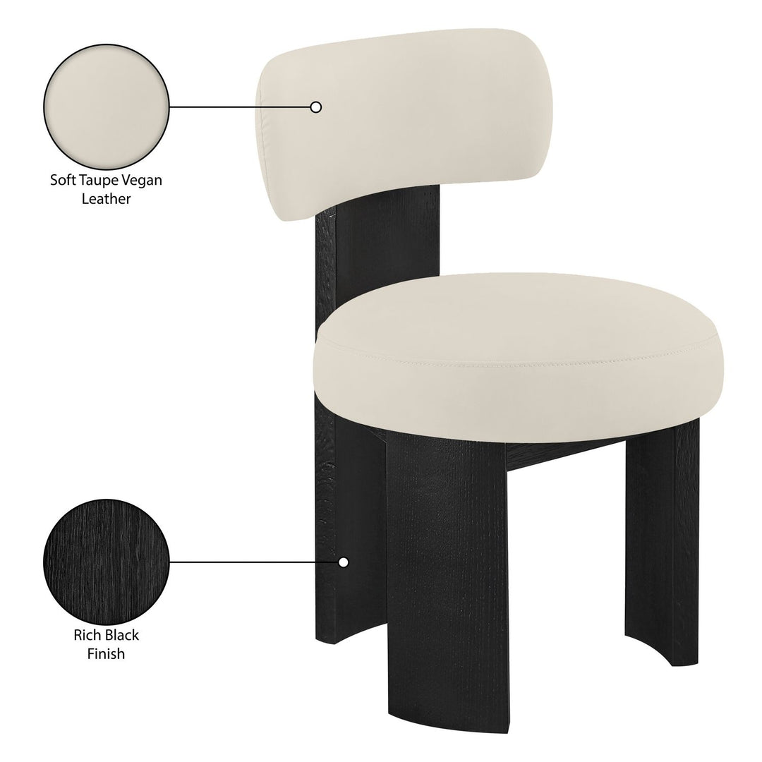 Atelier Vegan Leather Upholstered Dining Chair — Taupe / Painted Black
