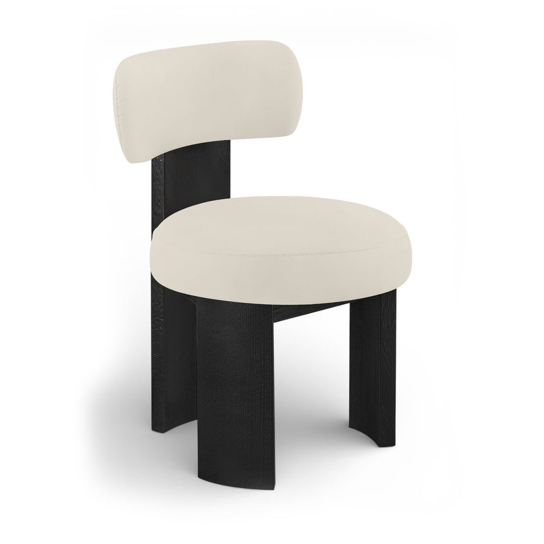 Atelier Vegan Leather Upholstered Dining Chair — Taupe / Painted Black