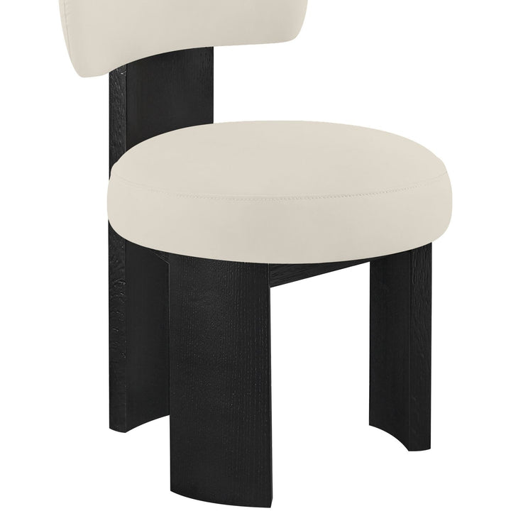 Atelier Vegan Leather Upholstered Dining Chair — Taupe / Painted Black