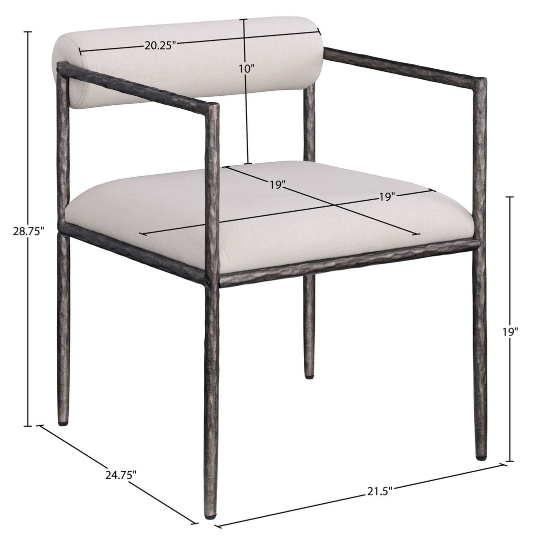 Axis Linen Textured Fabric Upholstered Dining Chair — Beige / Powder Coated Antique Black