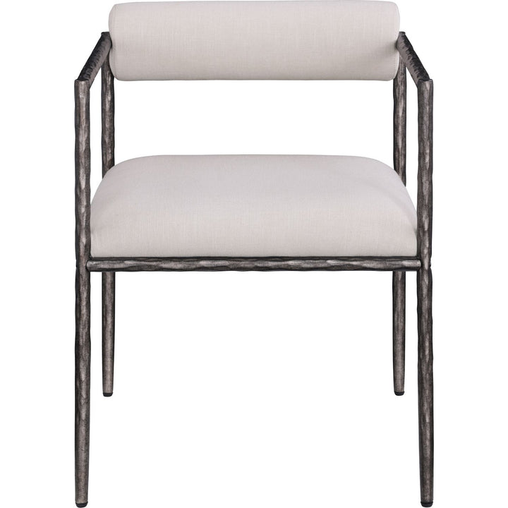 Axis Linen Textured Fabric Upholstered Dining Chair — Beige / Powder Coated Antique Black