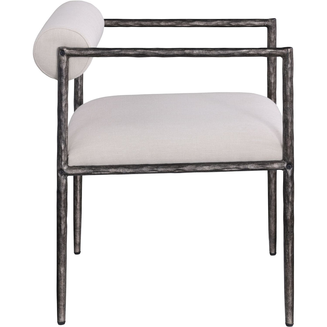 Axis Linen Textured Fabric Upholstered Dining Chair — Beige / Powder Coated Antique Black