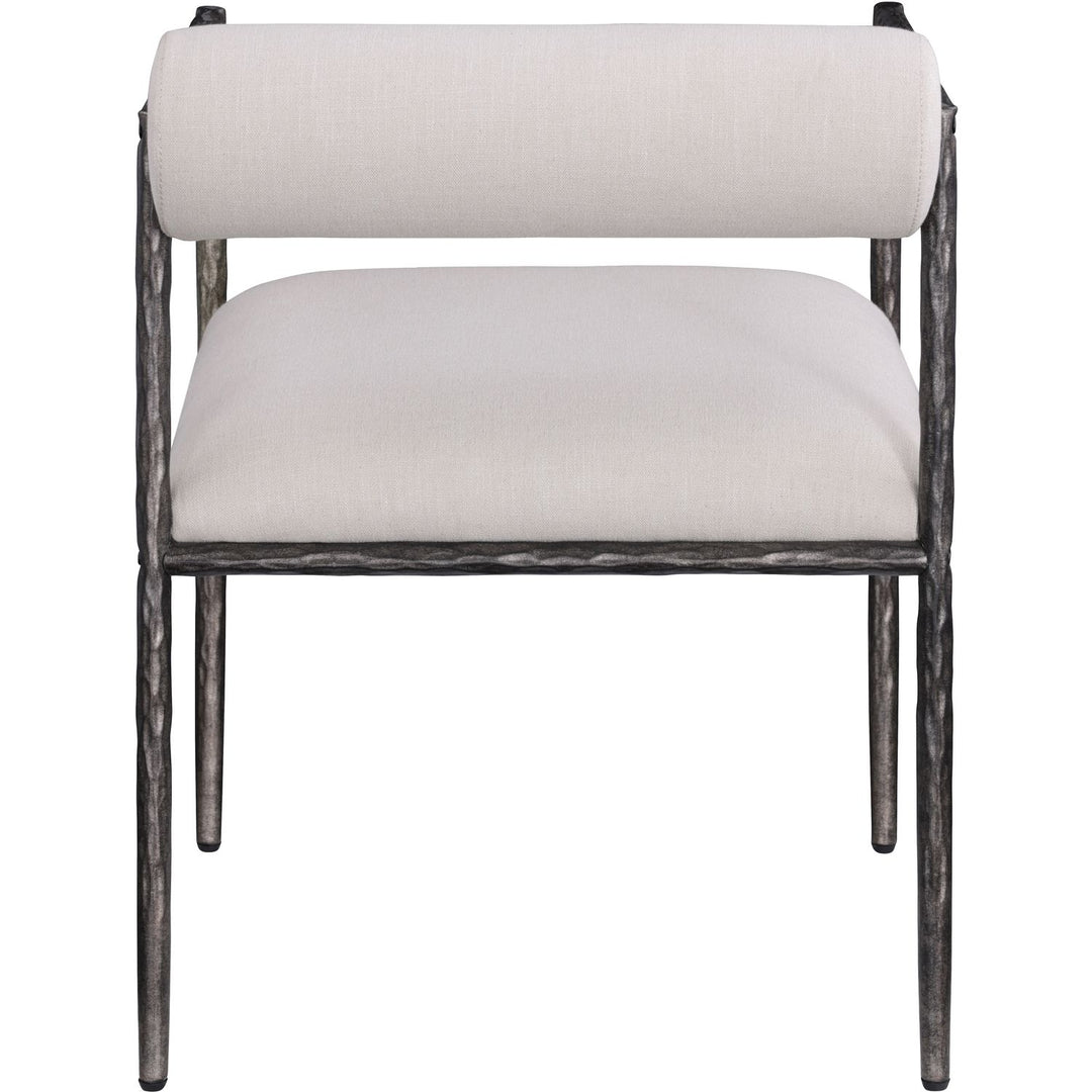 Axis Linen Textured Fabric Upholstered Dining Chair — Beige / Powder Coated Antique Black