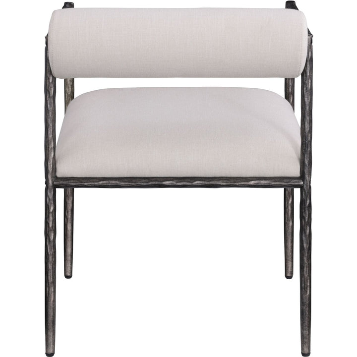 Axis Linen Textured Fabric Upholstered Dining Chair — Beige / Powder Coated Antique Black