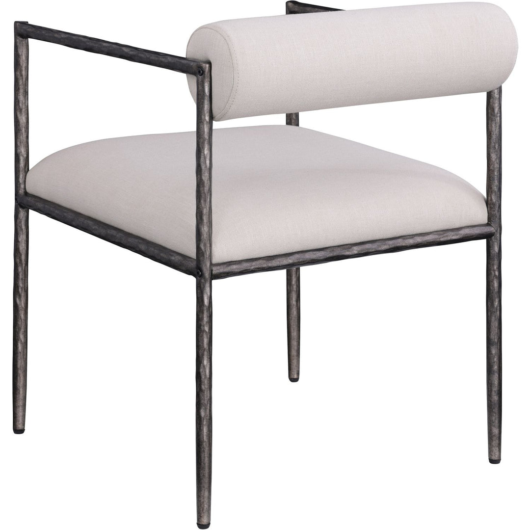 Axis Linen Textured Fabric Upholstered Dining Chair — Beige / Powder Coated Antique Black