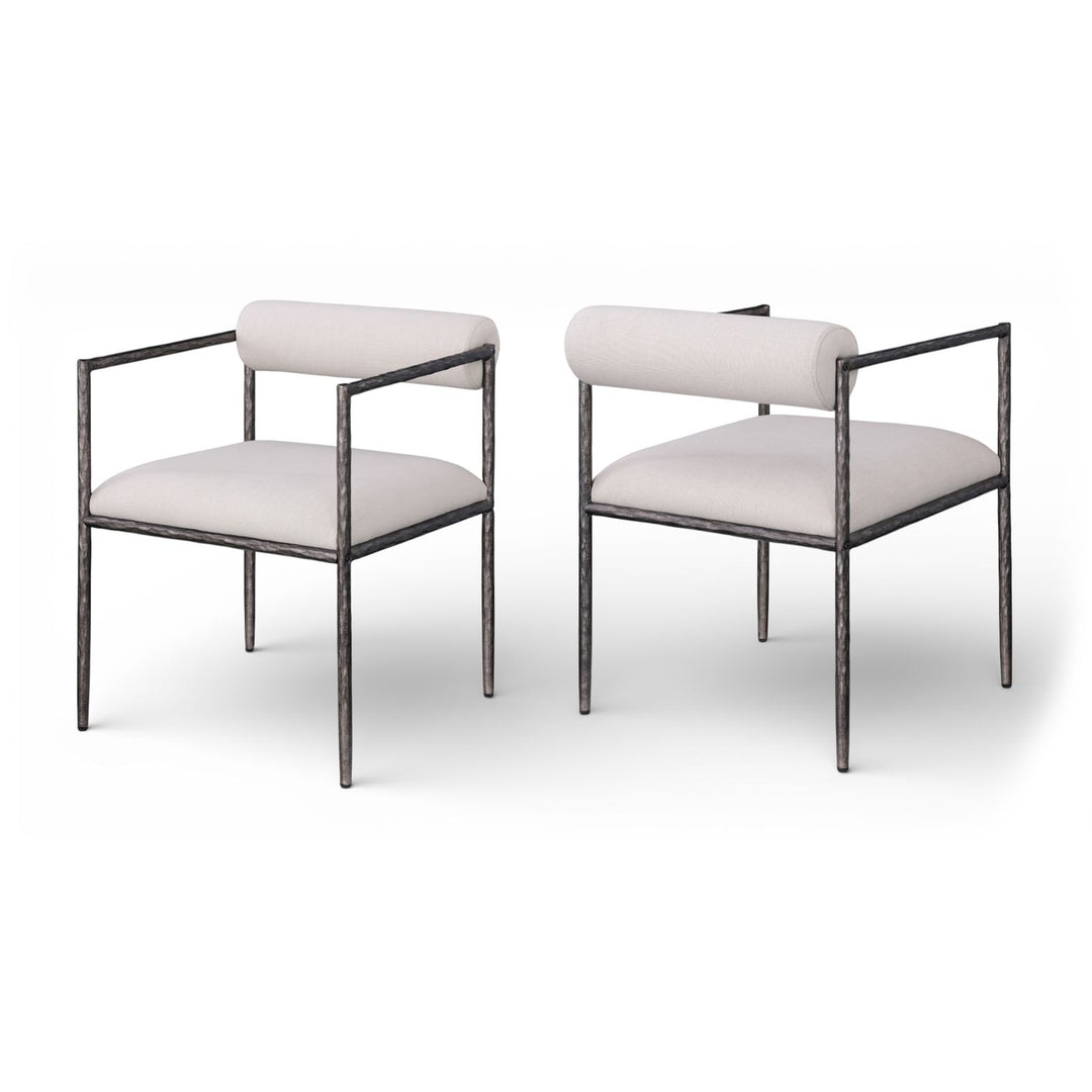 Axis Beige Linen Textured Fabric Upholstered Dining Chair