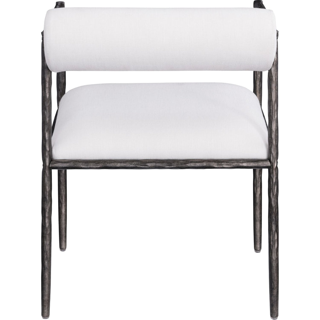 Axis Linen Textured Fabric Upholstered Dining Chair — Cream / Powder Coated Antique Black