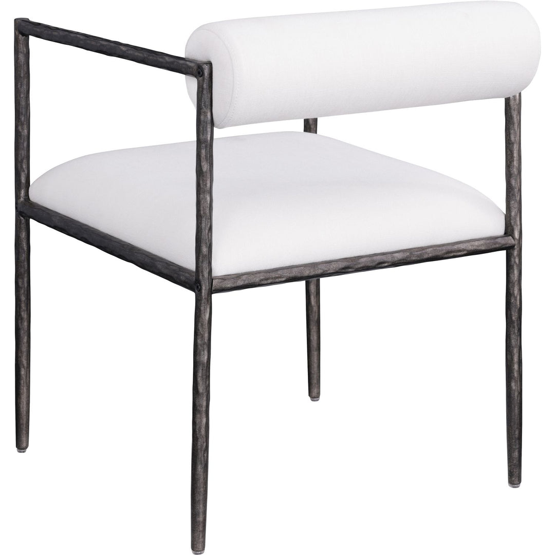 Axis Linen Textured Fabric Upholstered Dining Chair — Cream / Powder Coated Antique Black