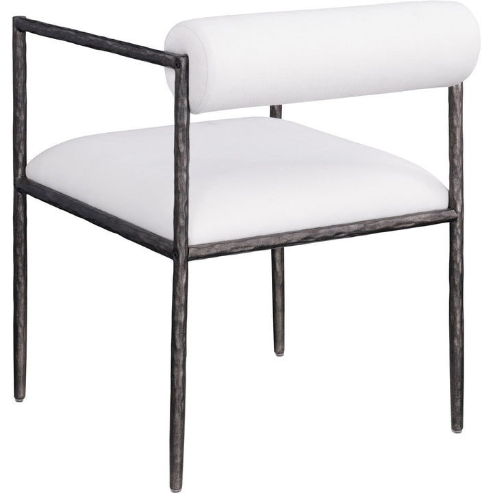 Axis Linen Textured Fabric Upholstered Dining Chair — Cream / Powder Coated Antique Black