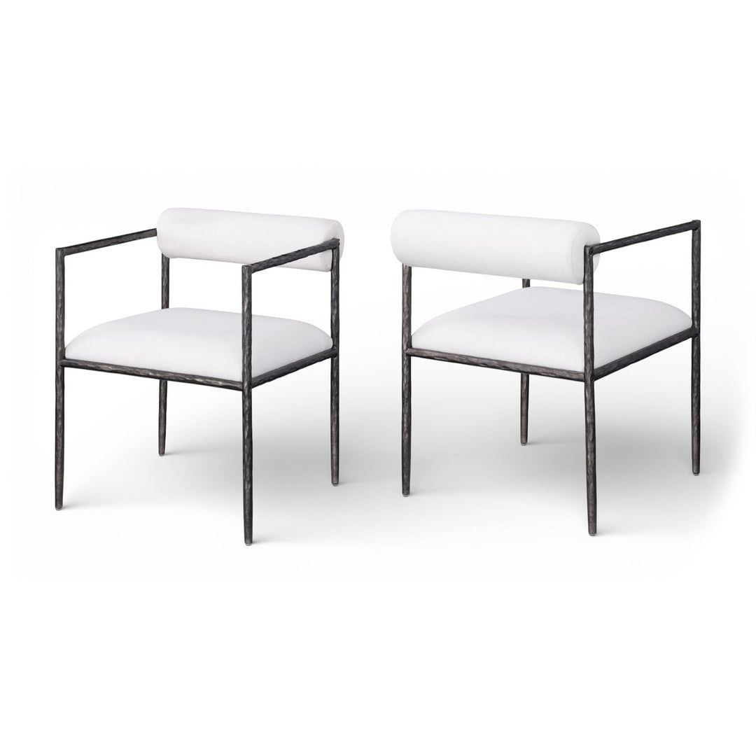Axis Cream Linen Textured Fabric Upholstered Dining Chair