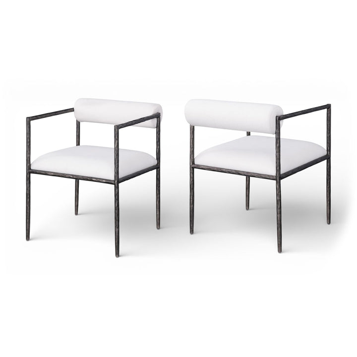 Axis Cream Linen Textured Fabric Upholstered Dining Chair