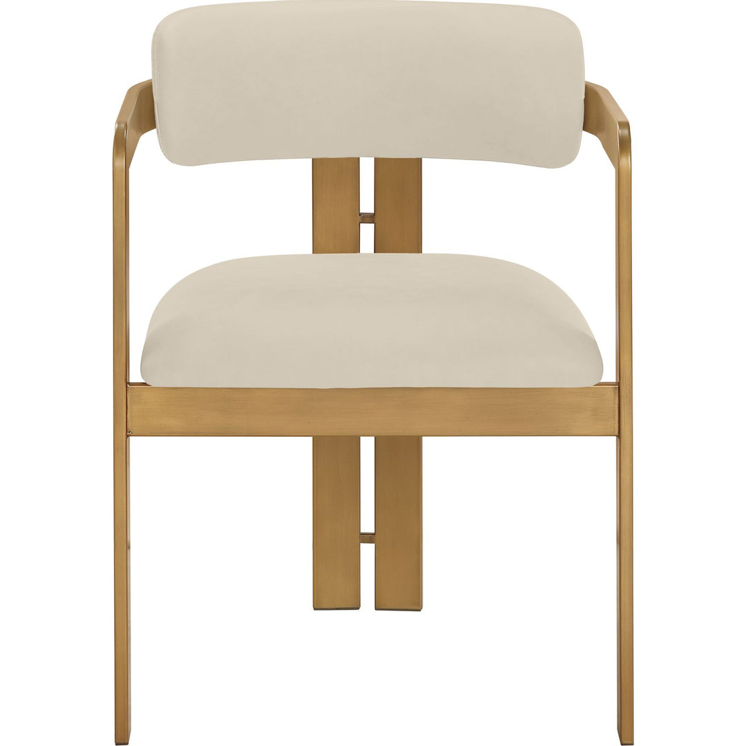 Aurum Vegan Leather Upholstered Dining Chair — Beige / Brushed Brass