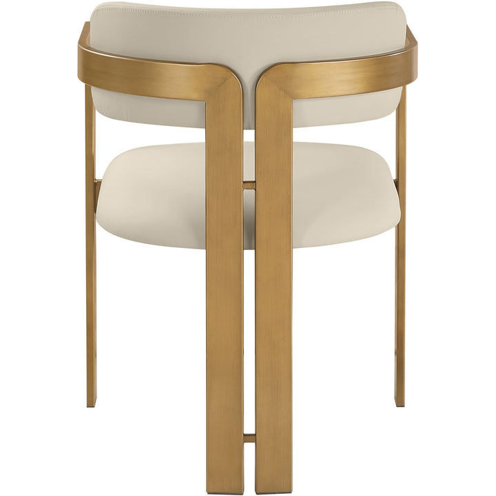 Aurum Vegan Leather Upholstered Dining Chair — Beige / Brushed Brass