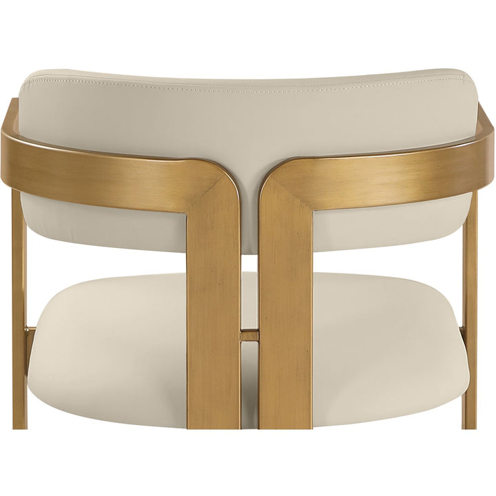 Aurum Vegan Leather Upholstered Dining Chair — Beige / Brushed Brass
