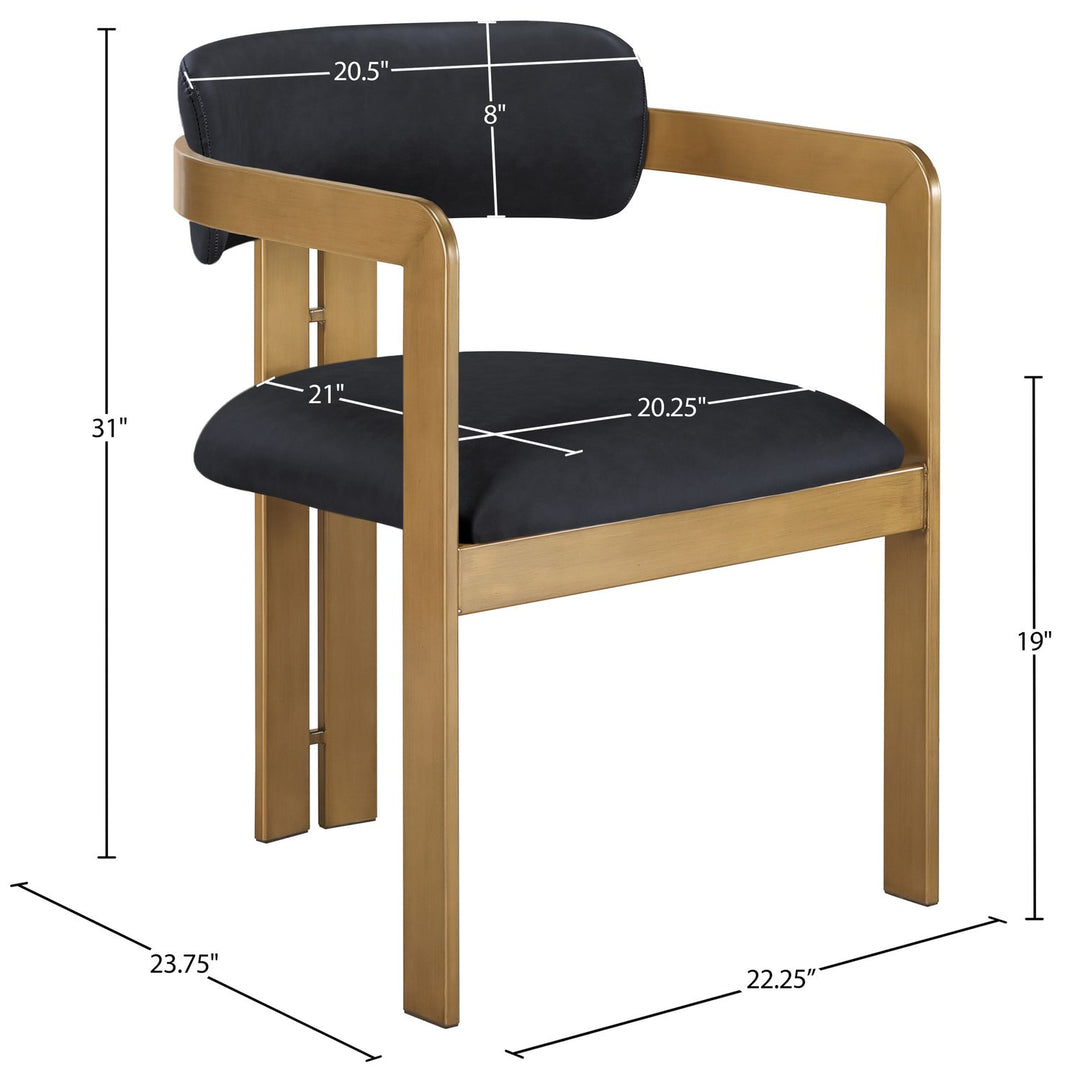 Aurum Vegan Leather Upholstered Dining Chair — Black / Brushed Brass