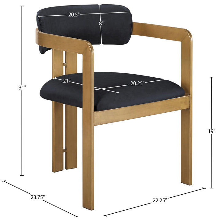 Aurum Vegan Leather Upholstered Dining Chair — Black / Brushed Brass
