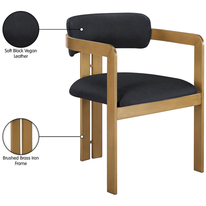 Aurum Vegan Leather Upholstered Dining Chair — Black / Brushed Brass