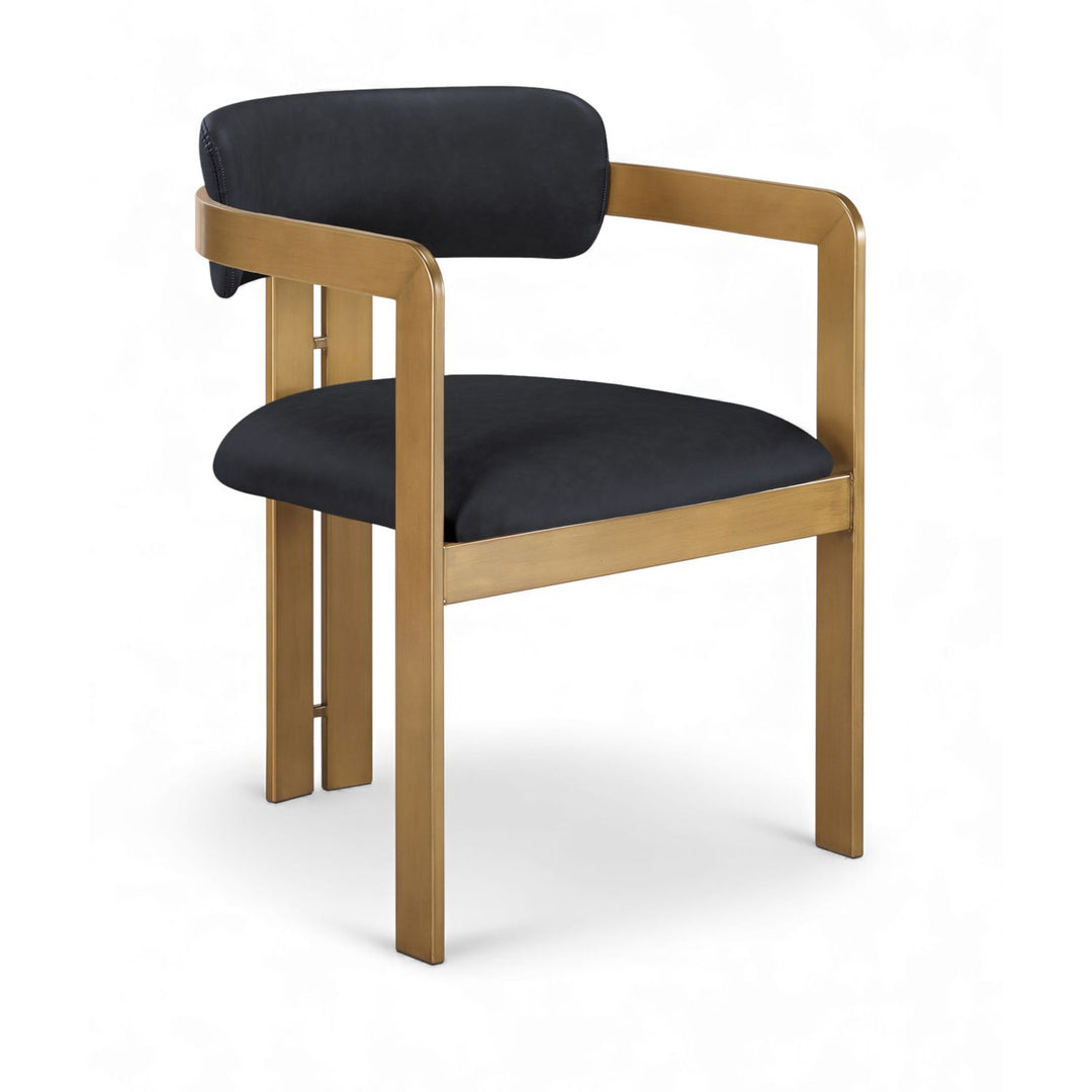 Aurum Vegan Leather Upholstered Dining Chair — Black / Brushed Brass