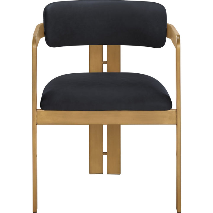 Aurum Vegan Leather Upholstered Dining Chair — Black / Brushed Brass