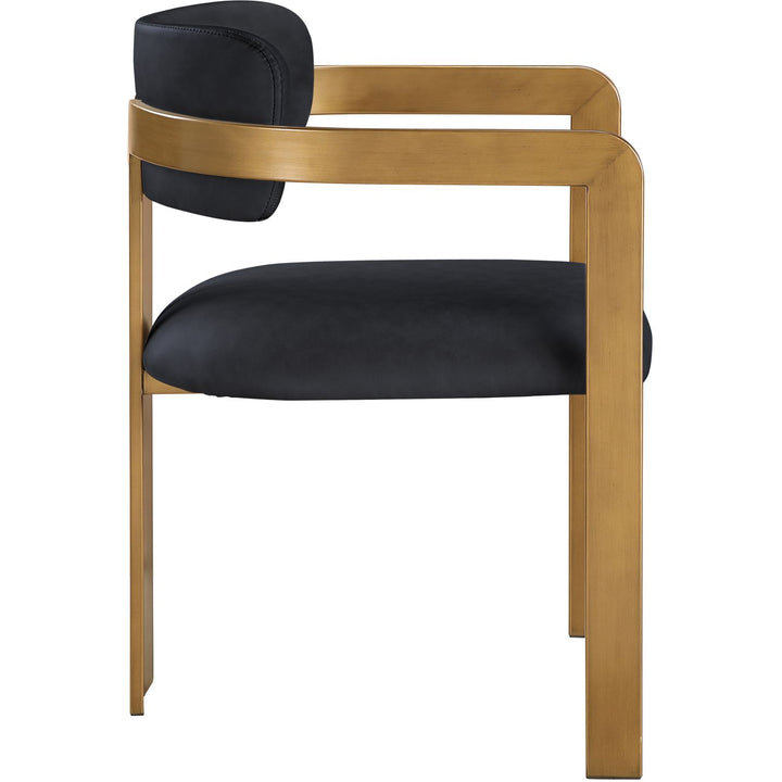 Aurum Vegan Leather Upholstered Dining Chair — Black / Brushed Brass