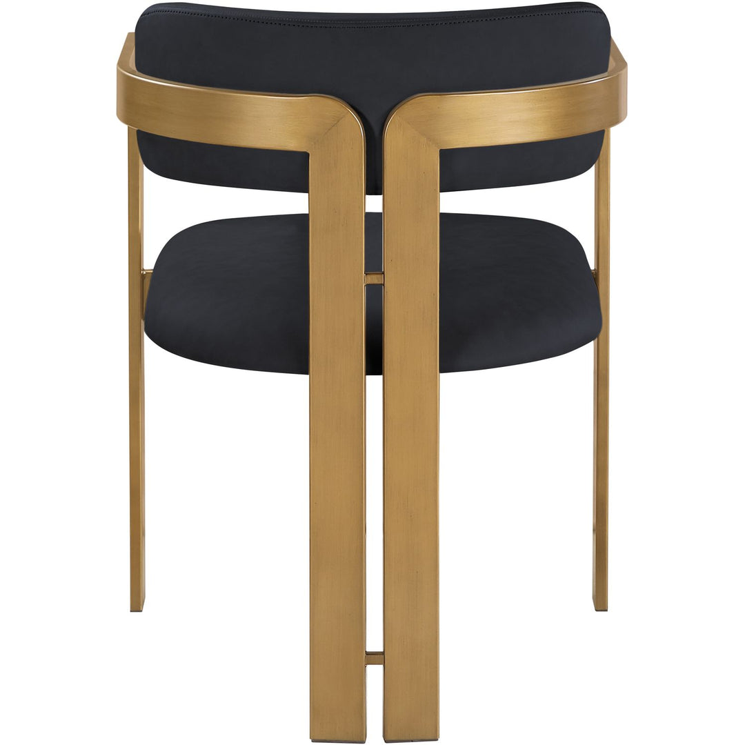 Aurum Vegan Leather Upholstered Dining Chair — Black / Brushed Brass