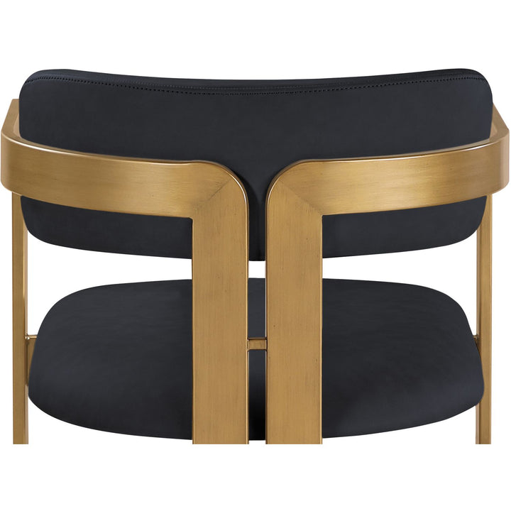 Aurum Vegan Leather Upholstered Dining Chair — Black / Brushed Brass