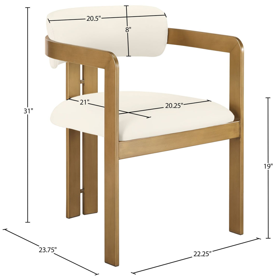 Aurum Vegan Leather Upholstered Dining Chair — Cream / Brushed Brass