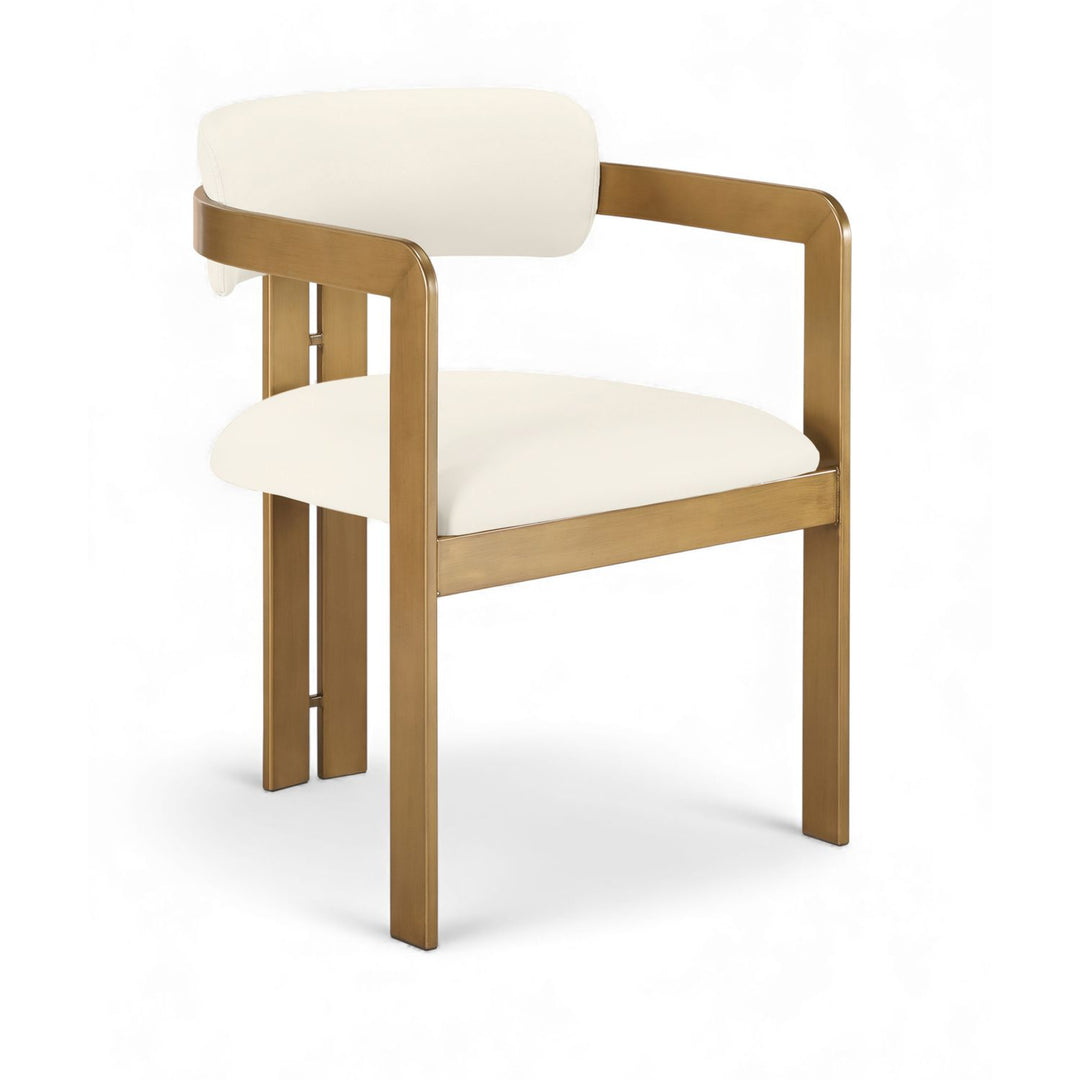 Aurum Vegan Leather Upholstered Dining Chair — Cream / Brushed Brass