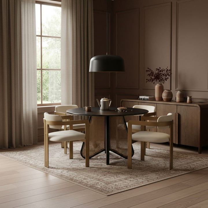 Aurum Vegan Leather Upholstered Dining Chair — Cream / Brushed Brass