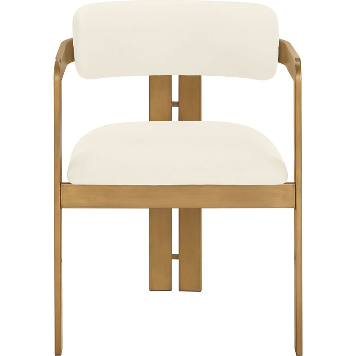 Aurum Vegan Leather Upholstered Dining Chair — Cream / Brushed Brass