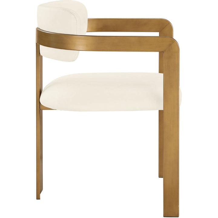 Aurum Vegan Leather Upholstered Dining Chair — Cream / Brushed Brass