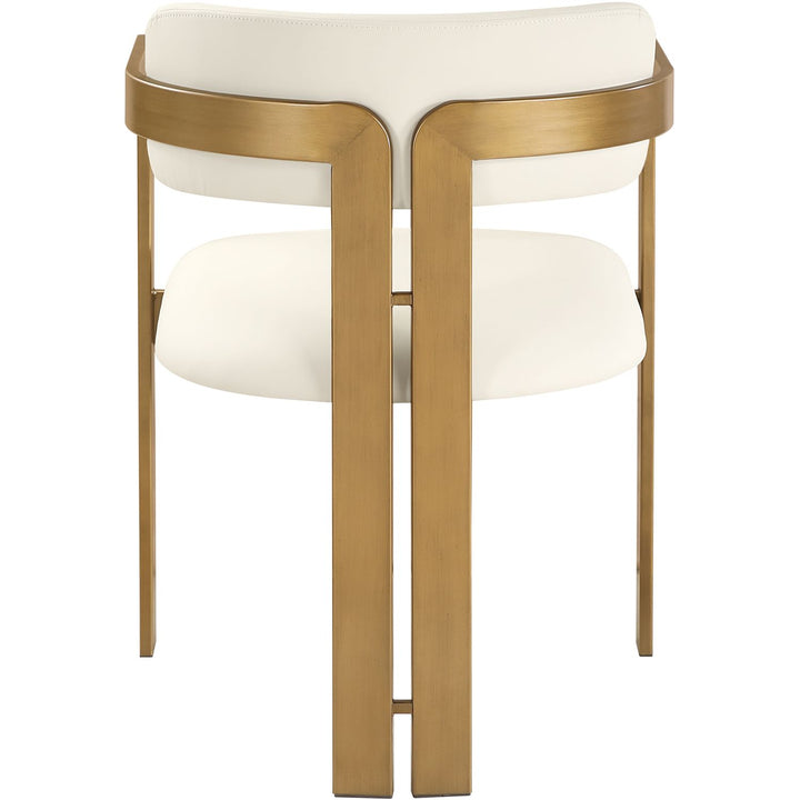 Aurum Vegan Leather Upholstered Dining Chair — Cream / Brushed Brass