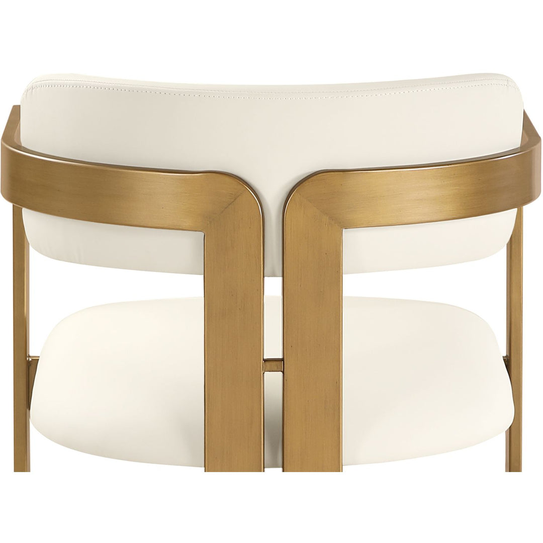 Aurum Vegan Leather Upholstered Dining Chair — Cream / Brushed Brass