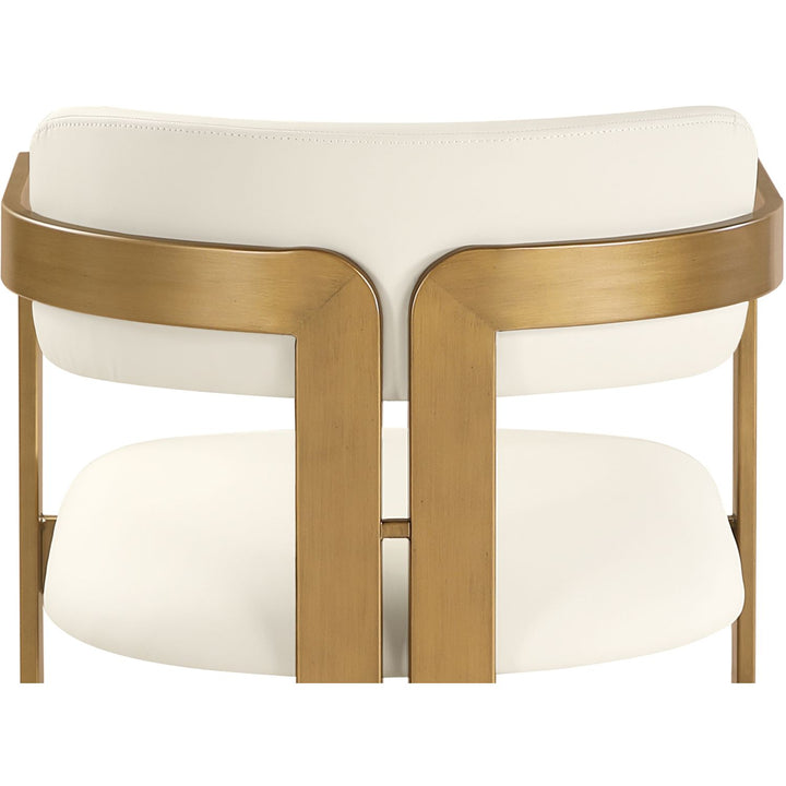 Aurum Vegan Leather Upholstered Dining Chair — Cream / Brushed Brass