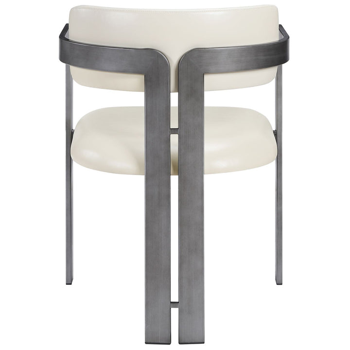 Aurum Vegan Leather Upholstered Dining Chair — Cream / Brushed Silver