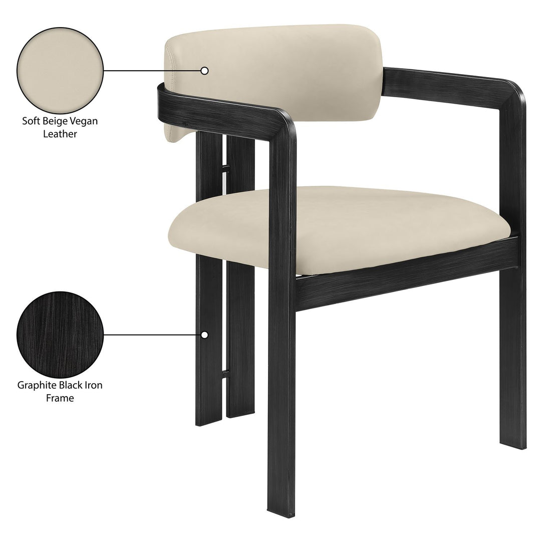 Aurum Vegan Leather Upholstered Dining Chair — Beige / Graphite Black