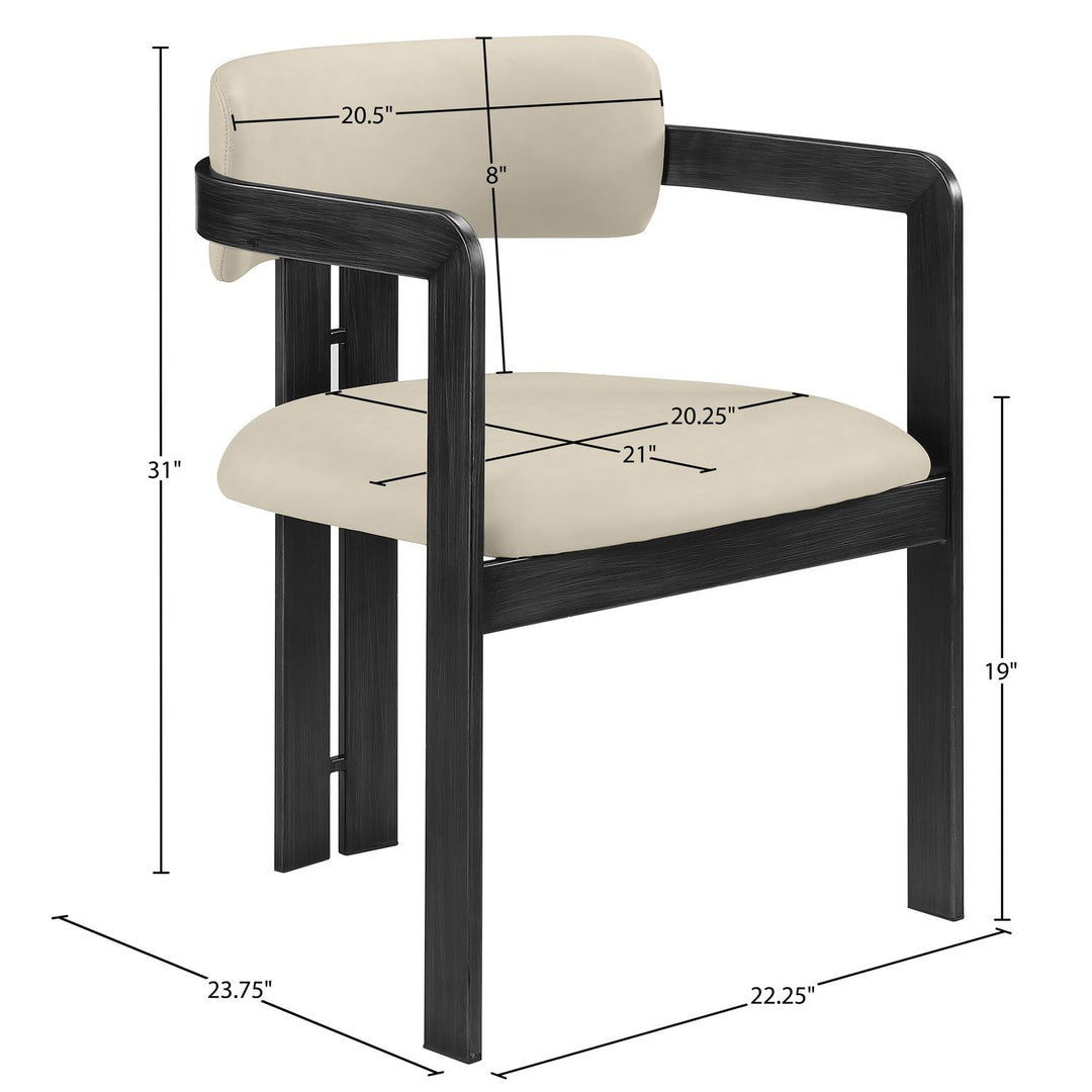 Aurum Vegan Leather Upholstered Dining Chair — Beige / Graphite Black