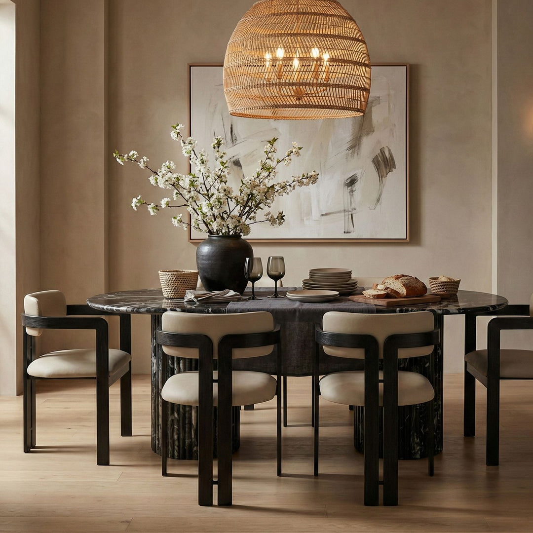 Aurum Vegan Leather Upholstered Dining Chair — Beige / Graphite Black