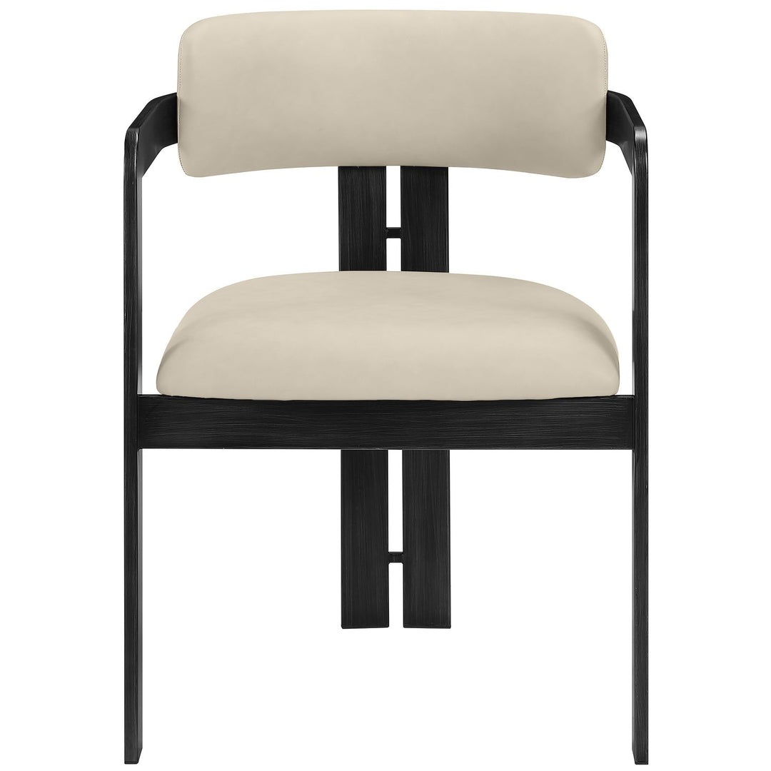 Aurum Vegan Leather Upholstered Dining Chair — Beige / Graphite Black
