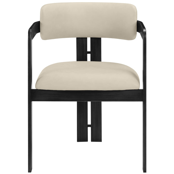 Aurum Vegan Leather Upholstered Dining Chair — Beige / Graphite Black