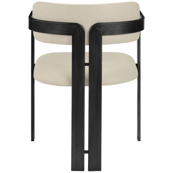 Aurum Vegan Leather Upholstered Dining Chair — Beige / Graphite Black
