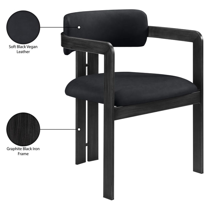 Aurum Vegan Leather Upholstered Dining Chair — Black / Graphite Black