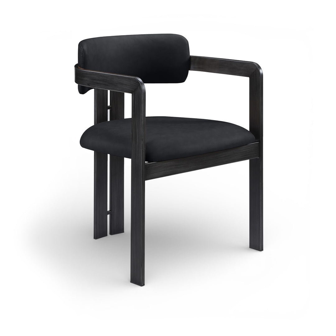 Aurum Vegan Leather Upholstered Dining Chair — Black / Graphite Black