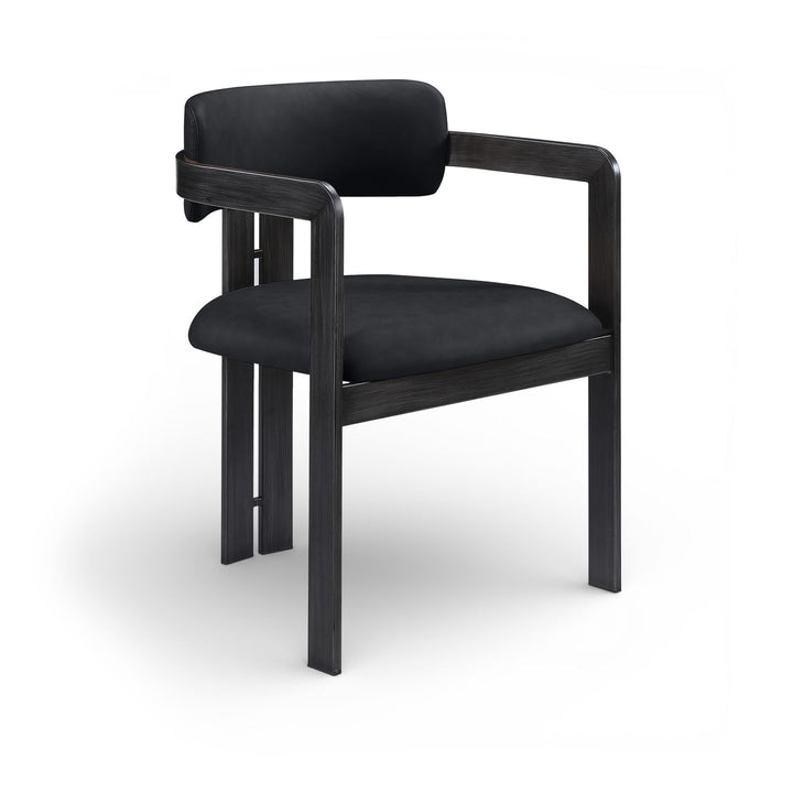 Aurum Vegan Leather Upholstered Dining Chair — Black / Graphite Black