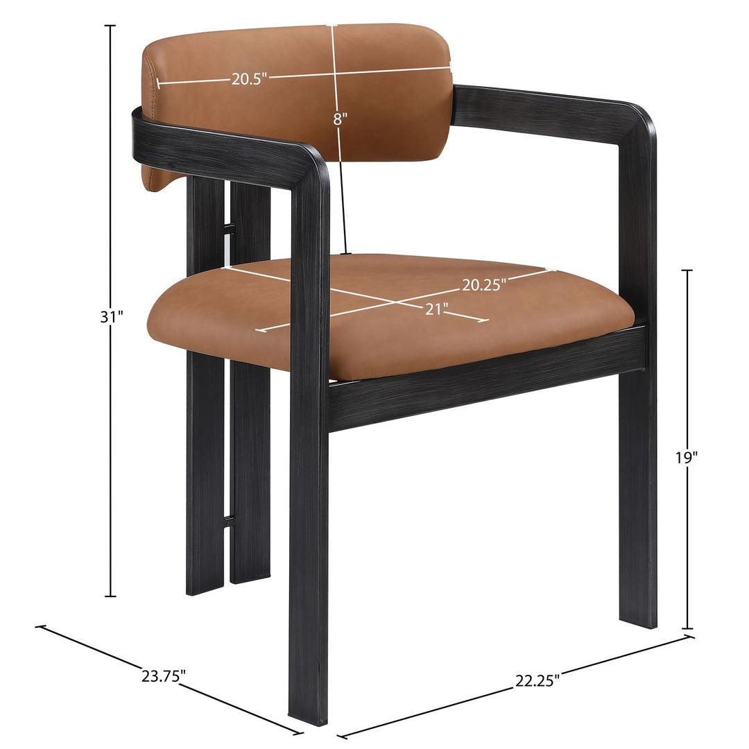 Aurum Vegan Leather Upholstered Dining Chair — Cognac / Graphite Black