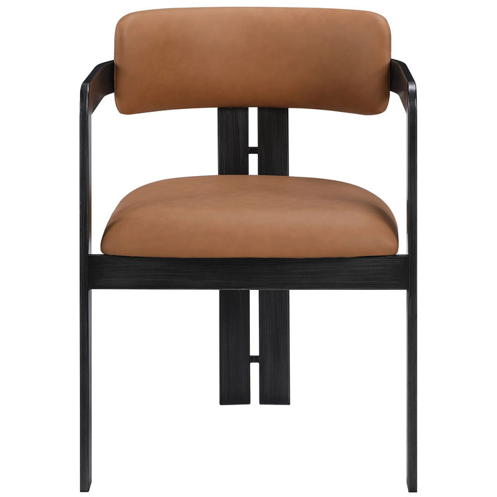 Aurum Vegan Leather Upholstered Dining Chair — Cognac / Graphite Black