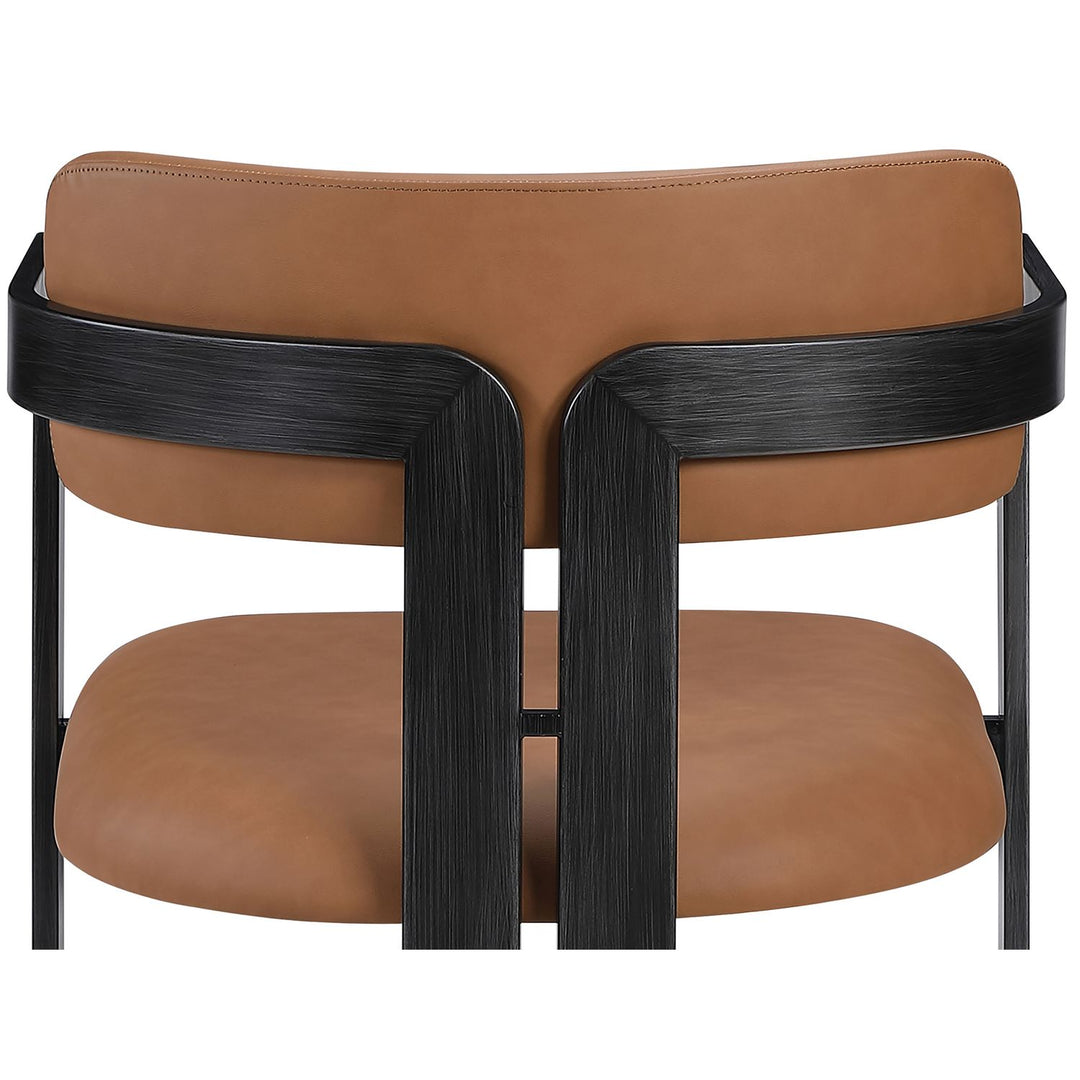 Aurum Vegan Leather Upholstered Dining Chair — Cognac / Graphite Black